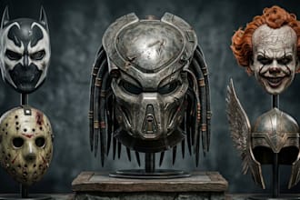 create wearable 3d mask stl for props and cosplay for 3d printing