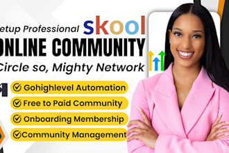 skool community setup ghl kajabi course circle so skool community manager