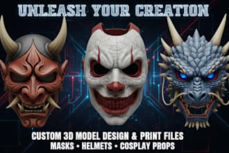 create custom 3d mask, cosplay helmet, futuristic mask for 3d printing