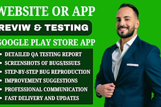 provide qa user testing for your website web app mobile app saas android testing