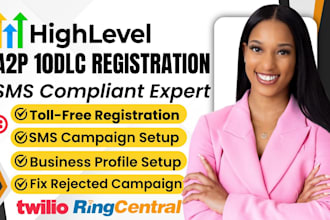 a2p 10dlc registration, twilio and gohighlevel approval with full SMS compliance