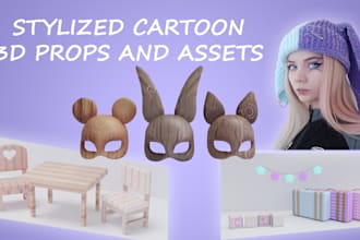 create stylized cartoon 3d props and assets