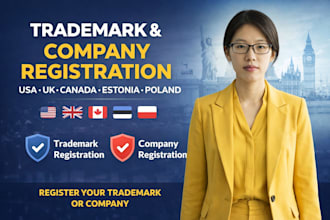 do trademark and company registration in USA UK canada estonia poland