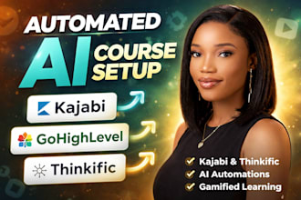 do automated ai online course setup gamified in kajabi, gohighlevel, thinkific