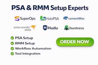 setup superops halopsa connectwise automate solarwinds rmm IT glue hudu huntress