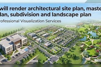 render architectural site plan, master plan, subdivision and landscape plan