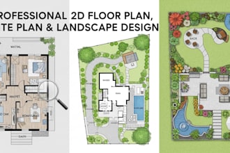 create professional 2d floor plan , site plan design and landscape design