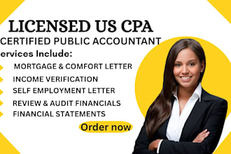 prepare CPA signed financials audit and income verification