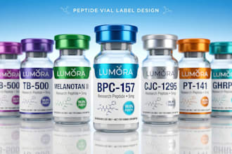 peptide vial label design product label design supplement label packaging design