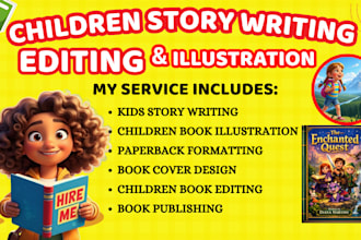 write, edit children story book, book editing, format kids book illustration