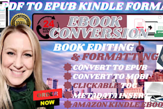 do ebook conversion from PDF, word, indesign into epub, kindle kpf, mobi