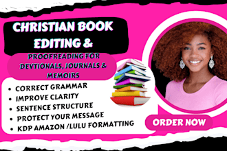 edit, copy edit proofread format christian book memoir novels devotional sermon