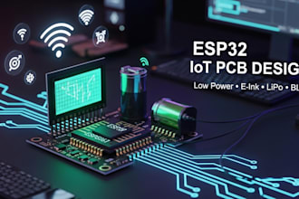esp32 iot pcb with e ink, lipo, ble embedded system iot prototype wearable pcb