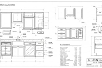 make detailed shop drawing for kitchen cabinets