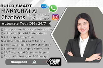 build ai manychat chatbot for instagram and whatsapp automation