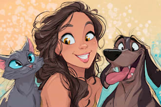 draw an awesome pet cartoon portrait