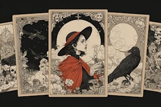 draw custom tarot card illustration with dark art style