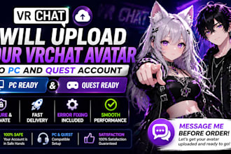 upload your vrchat avatar to PC and quest account