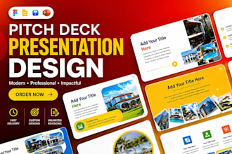 design pitch deck presentation slides in powerpoint, keynote prezi google slides