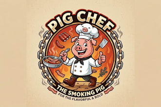 design unique pig chef logo for restaurant and food brand