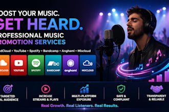 do organic youtube music spotify soundcloud suno ai tiktok tidal music promotion