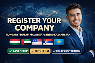 register your company in hungary, malaysia, dubai, serbia or kazakhstan