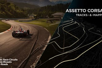 create assetto corsa race circuits, road, realistic terrain and street maps