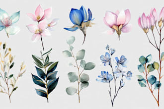 paint watercolor flowers and botanical illustrations