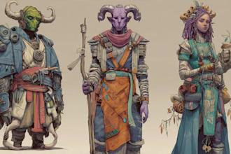 illustrate sketches of fantasy, scifi and horror characters