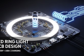 design led ring light pcb with battery and usb c charging circuit
