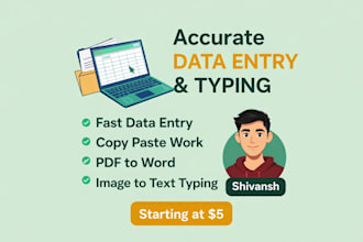 fast and accurate data entry and typing work