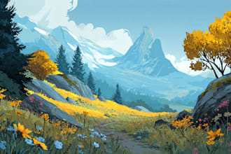 draw a natural landscape and background illustration