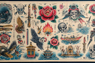 create a traditional or neo traditional old school tattoo