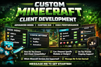 create a custom minecraft client with advanced mods and custom gui