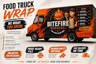 design professional and modern food truck wrap