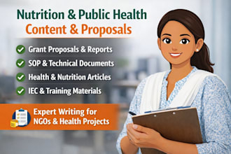 write nutrition and public health content and proposals