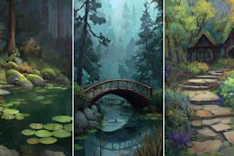 create stunning fantasy and sci fi environment concept art