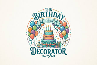 design a colorful and creative birthday decorator logo