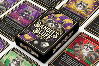 do card game design, board game deck card template rulebook design card game box