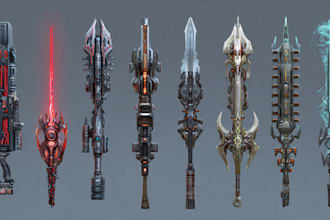 draw your weapon concept art in awesome details