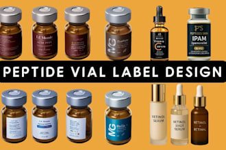 design peptide vial label sarm peptide label peptide mockup cbd, cosmetic label
