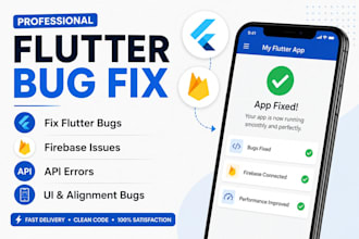 fix flutter app bugs, firebase issues, and API errors