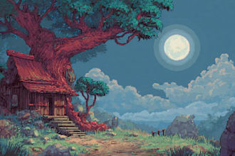 make pixel art scene or background