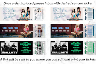 personalized souvenir ticket tour, concert ticket, digital download,DIY edition
