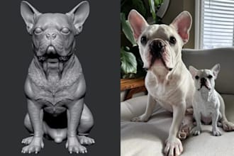 sculpt 3d dog model pet replica design animal model stl fbx file for 3d printing