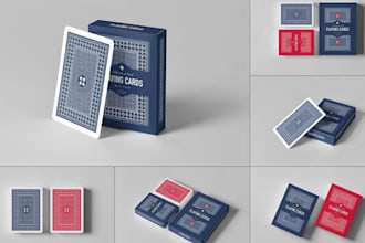 design custom playing card game poker card deck illustration card box mockup
