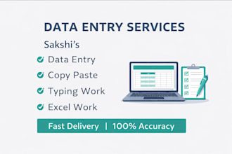 data entry, copy paste, typing and excel work professionally