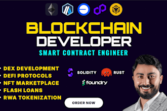 be your blockchain developer for custom smart contracts, defi dapps and web3