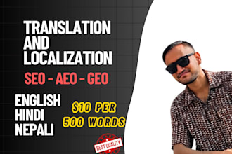 translate and localize website content from english to nepali or hindi