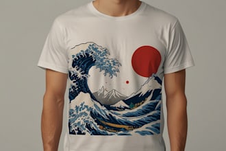 illustrate a japanese style t shirts artwork